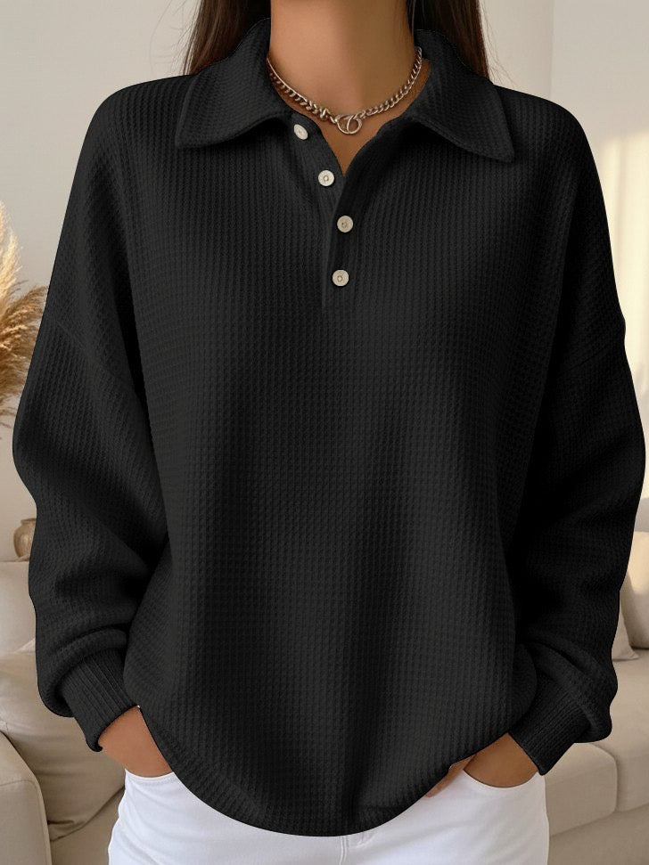 Michelle | Chic Soft-Collar Polo Knit Sweater