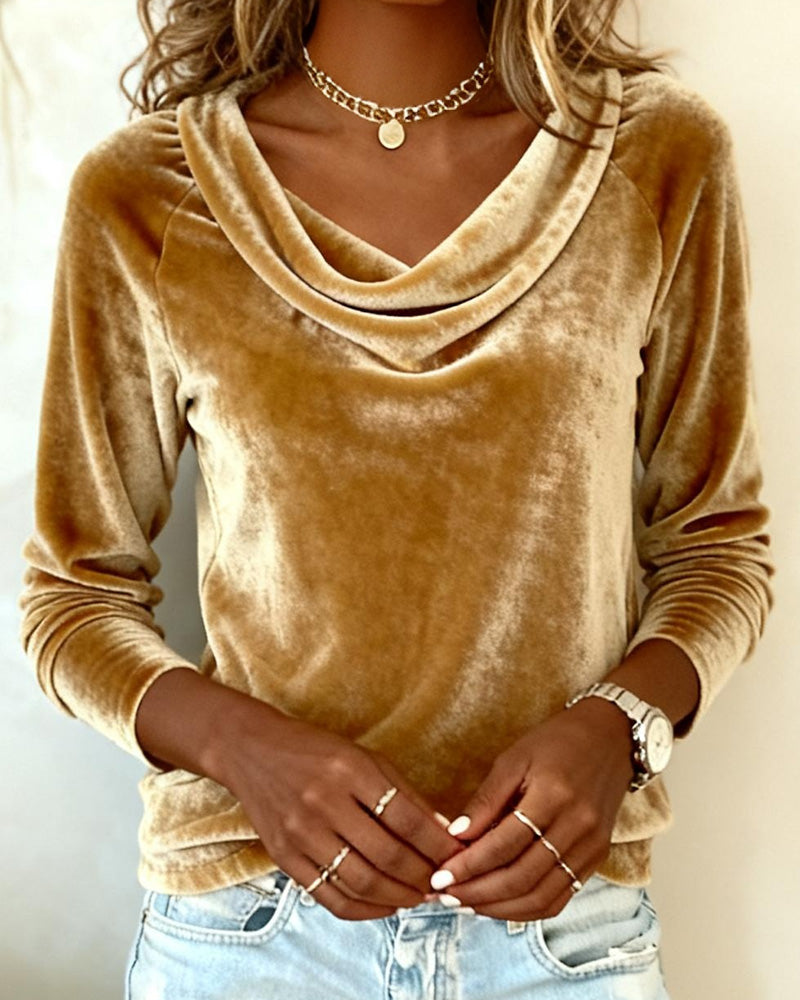 Vivian | Luxurious Drape-Neck Long-Sleeve Sweater