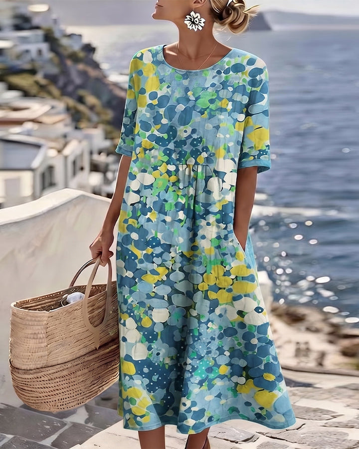 Elena | Loose Lightweight Floral Midi Dress