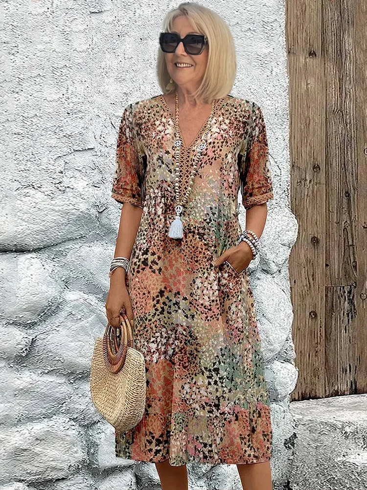 Susan | Vibrant  Midi Dress with Elegant  Tummy Coverage