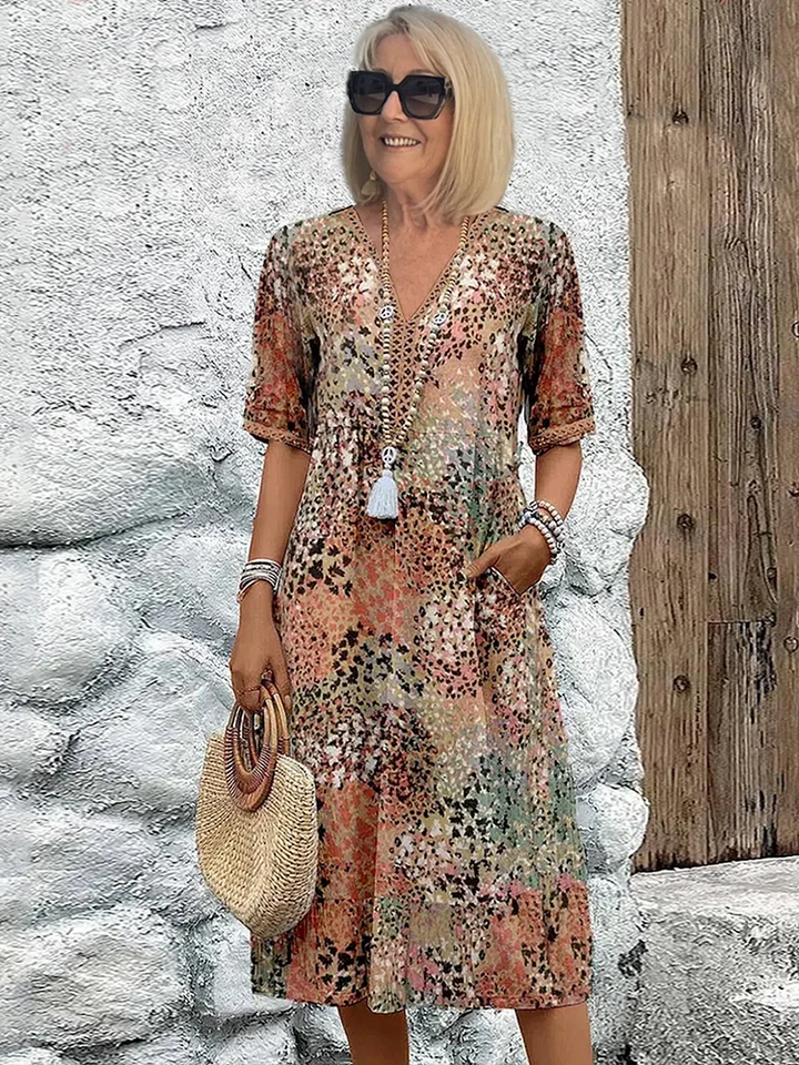 Susan | Vibrant  Midi Dress with Elegant  Tummy Coverage