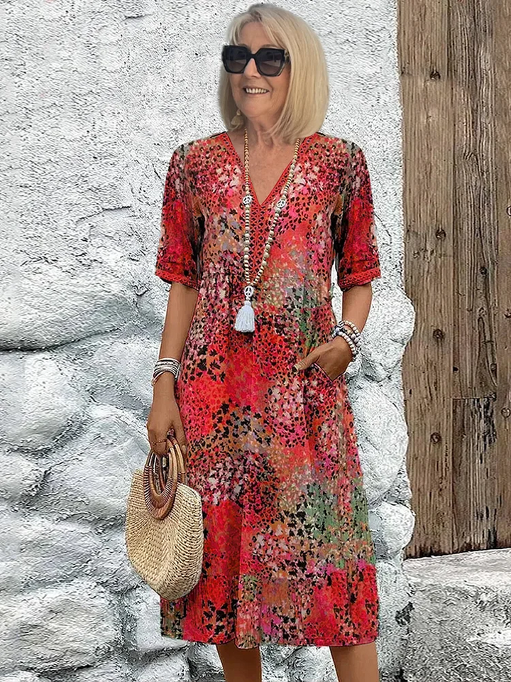 Susan | Vibrant  Midi Dress with Elegant  Tummy Coverage