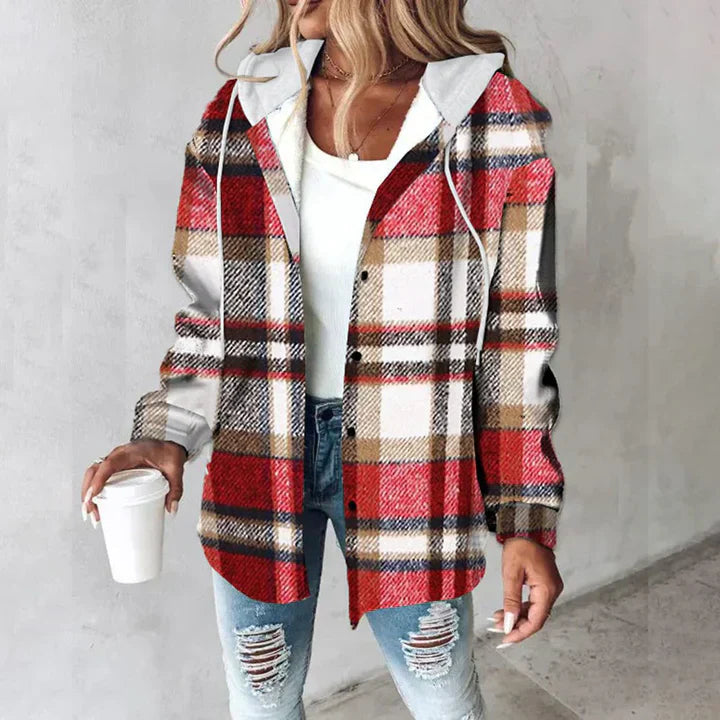 Nora | Comfy Plaid Hooded Coat